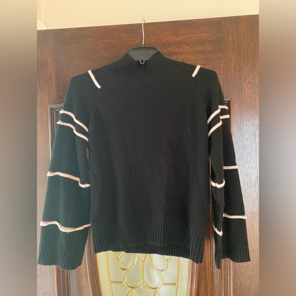 Anthropologie Black and Pink 70s style Turtleneck Sweater